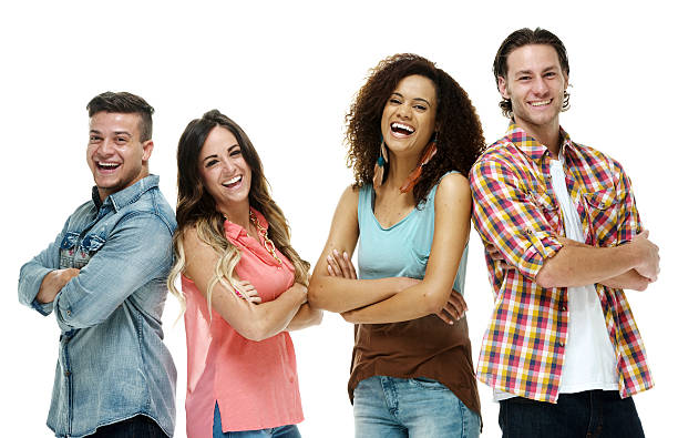 istock Four friends standing arms crossed 487186678