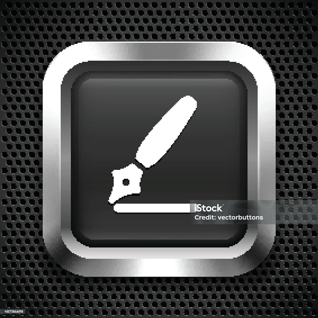 Cursive Button Calligraphy Pen On Black Square Button Stock Illustration - Download ...