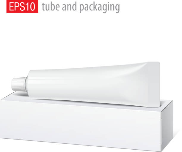 Realistic white tube and packaging. Cool Realistic white tube and packaging. For cosmetics, ointments, cream, tooth paste, glue Vector. Separate elements sooth stock illustrations