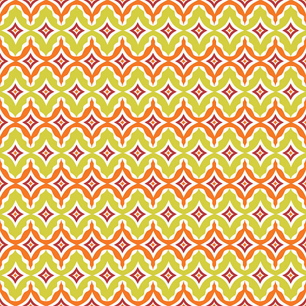 бесшовные ретро-фон с современным рисунком в технике икат - pattern textile seamless textured effect stock illustrations