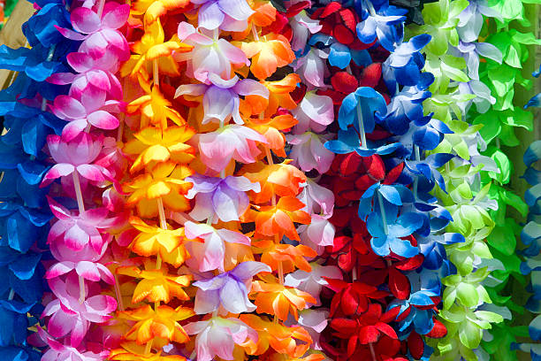 색상화 하와이어 레이 꽃 - relaxation bali spa treatment frangipani 뉴스 사진 이미지