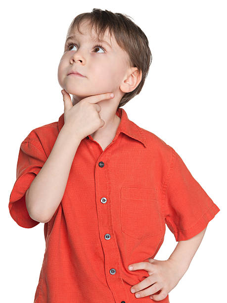 istock Thoughtful little boy in a red shirt 487201099