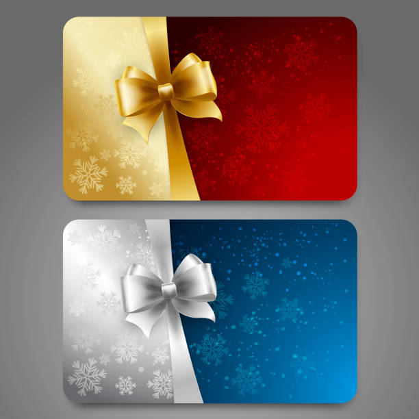 istock Collection of gift cards with ribbons. Vector background 487201146