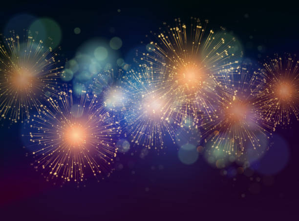 вектор праздничный фейерверк на фоне - new year stock illustrations