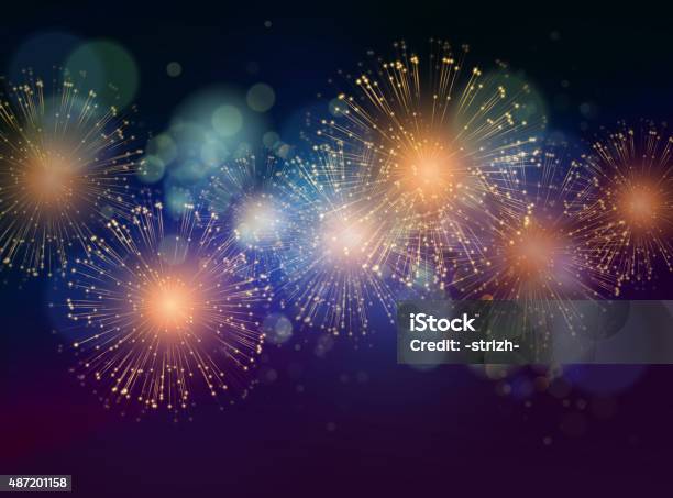 Vector Holiday Fireworks Background Stock Illustration - Download Image Now - Firework - Explosive Material, Firework Display, Backgrounds