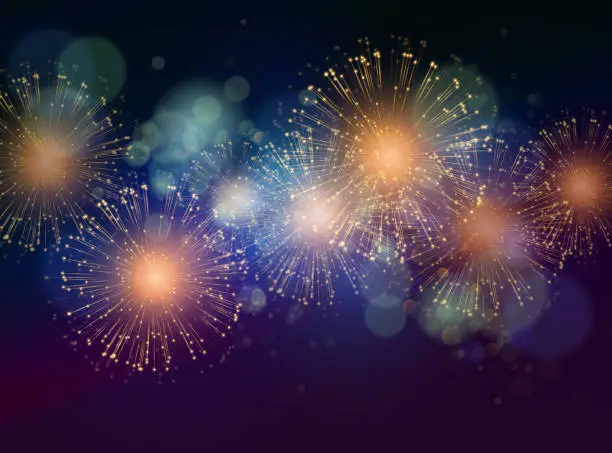 Vector illustration of Vector Holiday Fireworks Background