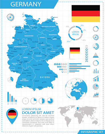 Germany Data Map Germany Infographic Map Illustration Stock Illustration - Download ...