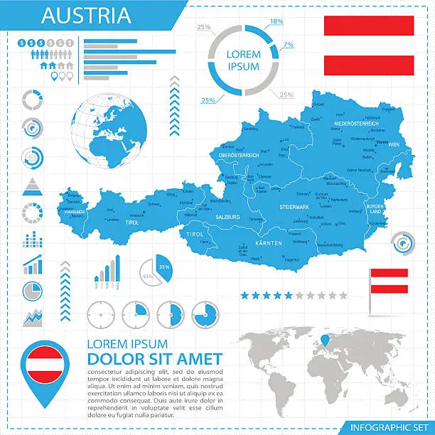 Vector illustration of Austria - infographic map - Illustration