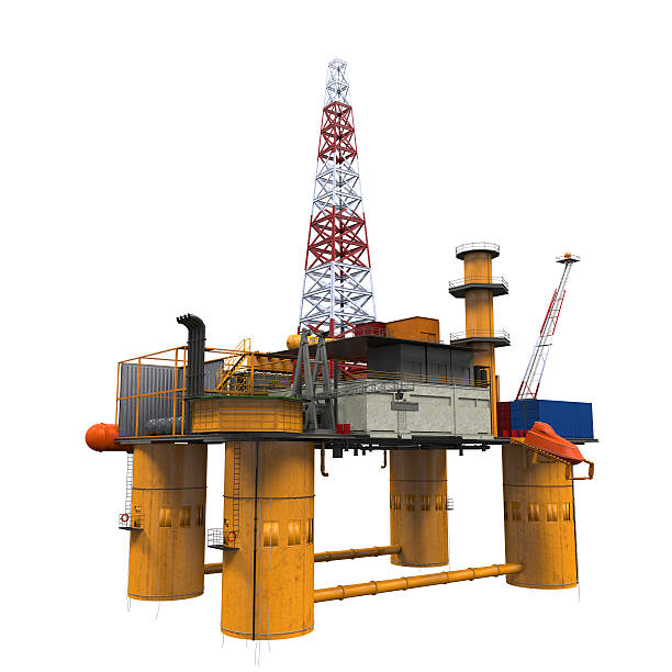 Drilling Offshore Platform Oil Rig Drilling Offshore Platform Oil Rig isolated on white background. 3D render oil derrick crane crane exploration stock pictures, royalty-free photos & images