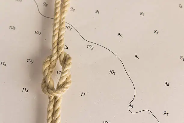 Maritime knots photographed on nautical paper