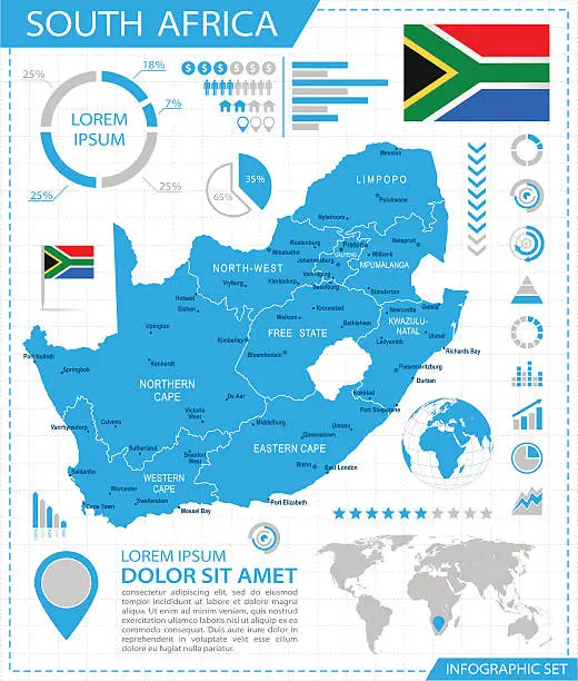 Vector illustration of South Africa - infographic map - Illustration