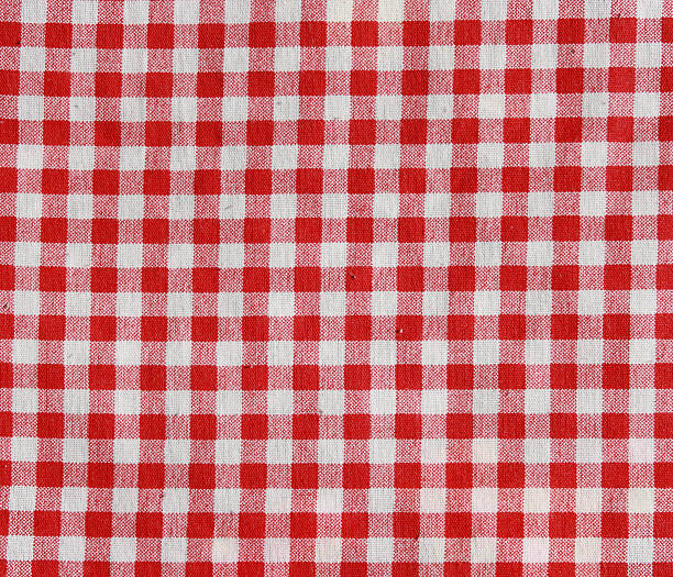 istock Texture of a red and white checkered picnic blanket. 487204123