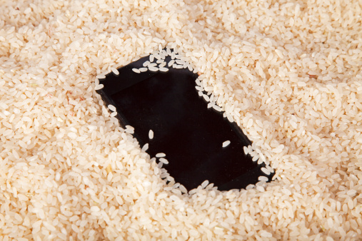 Cell phone in rice