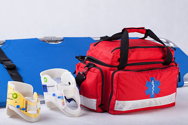 Rescue bag, cervical collars and stretcher