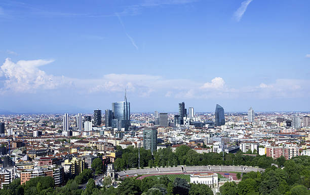 Milan Skyline (2014 updated, panoramic view) stock photo