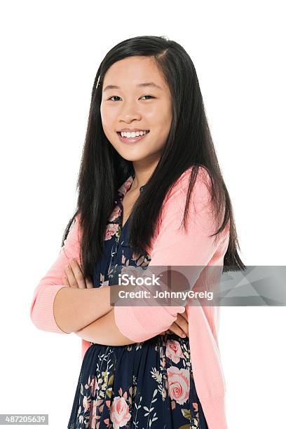 Happy Chinese Girl Smiling Stock Photo - Download Image Now - 14-15 Years, Cut Out, Portrait