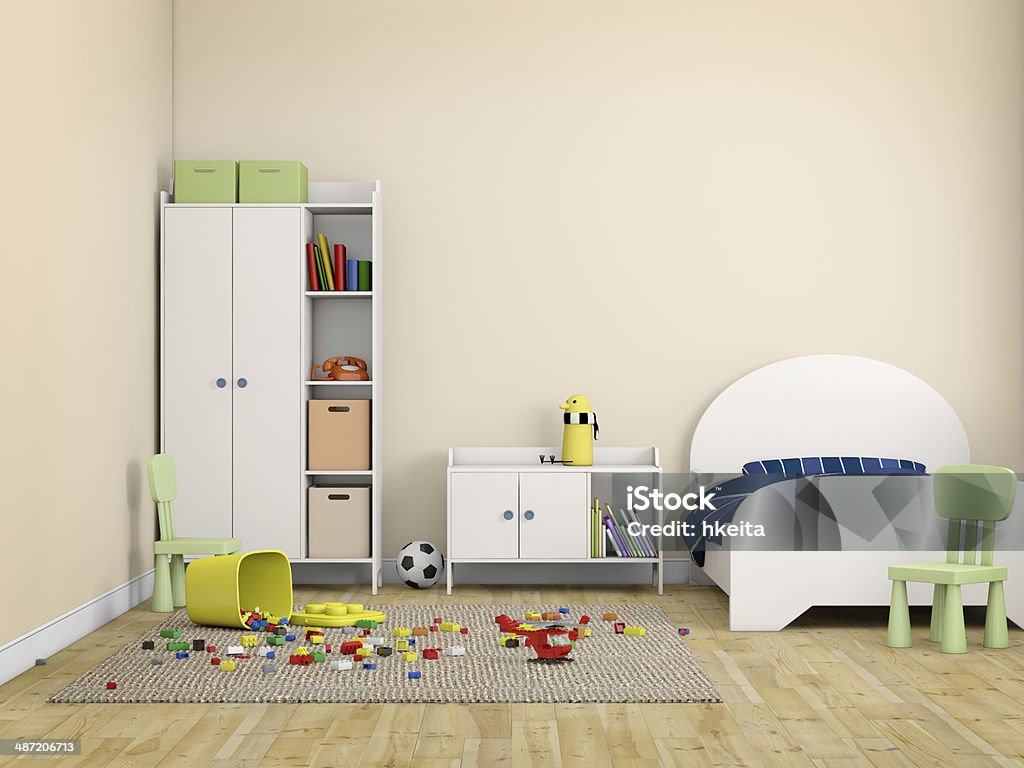 kid bed room Storage Compartment Stock Photo