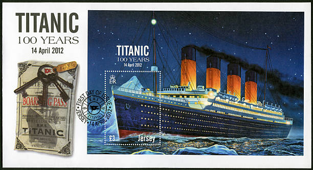 Jersey CIRCA 2012 A stamp printed in Jersey shows Titanic 100 years, circa 2012
