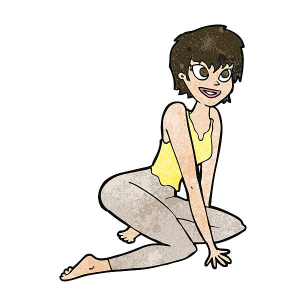 istock cartoon happy woman sitting on floor 487208027