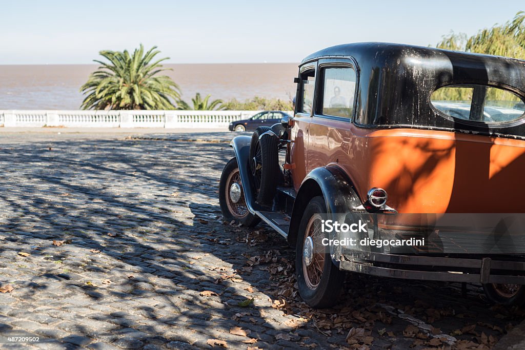 Vintage Car at Colonia historic Town. Traveling Uruguay, Colonia hitoric Town at Uruguay, traveling South America. 2015 Stock Photo