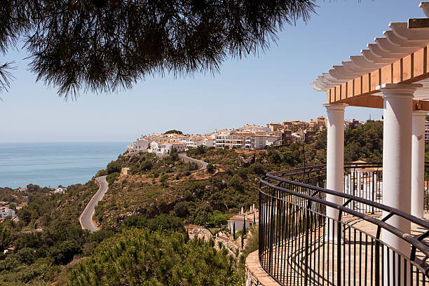 Stock photograph of Balcon de Europa waterfront promenade in Nerja Costa del Sol Andalusia Spain