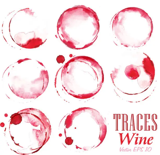 Vector illustration of Set traces red wine marks