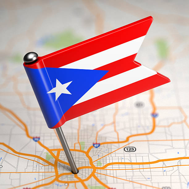 istock Puerto Rico Small Flag on a Map Background. 487220731