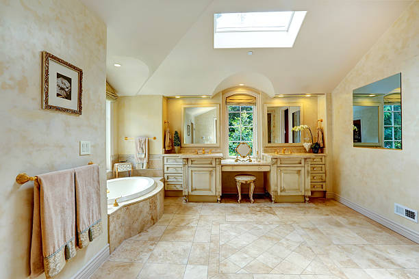 istock Luxury bathroom with antique vanity and cabinets 487221453