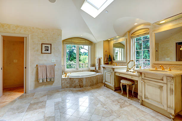 istock Luxury bathroom with antique vanity and cabinets 487221913