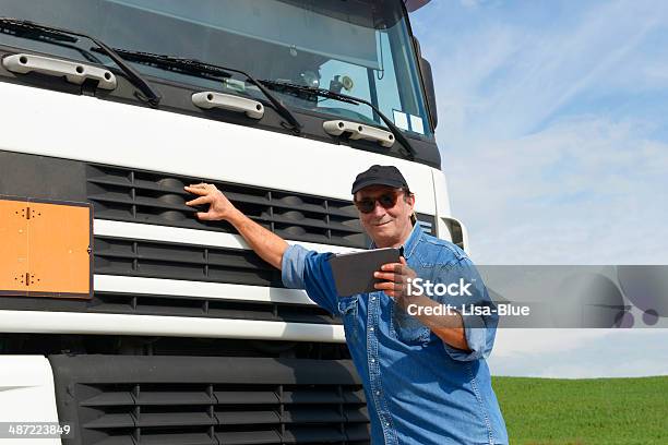 Truck Driver W Tablet Stock Photo - Download Image Now - 40-49 Years, Adult, Adults Only