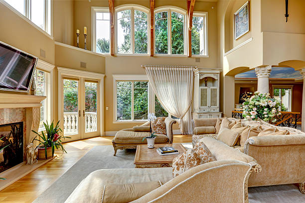 istock Luxury house interior. Living room 487223983