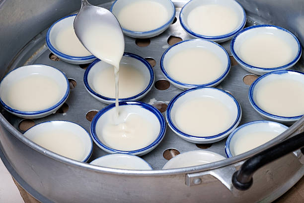 istock coconut milk custard in small porcelain cup (Thai dessert) 487224508