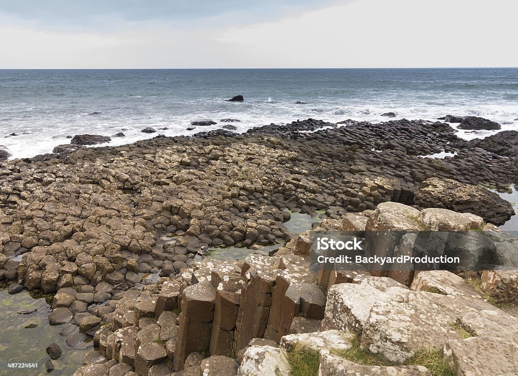 Unusual geology at Giants Causeway Ireland Rocks forming detailed patterns at Giants Causeway in County Antrim Northern Ireland Basalt Stock Photo