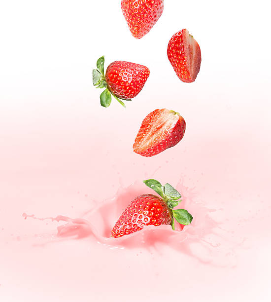 istock Strawberry milk or yogurt splash. 487225551