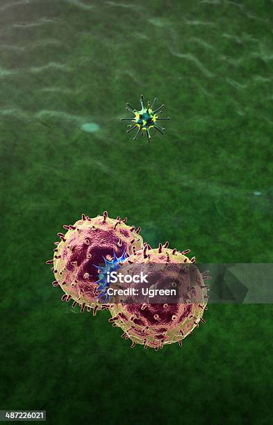 바이러스 대 식 세포 3차원 형태에 대한 스톡 사진 및 기타 이미지 - 3차원 형태, 감기와 독감, 건강관리와 의술