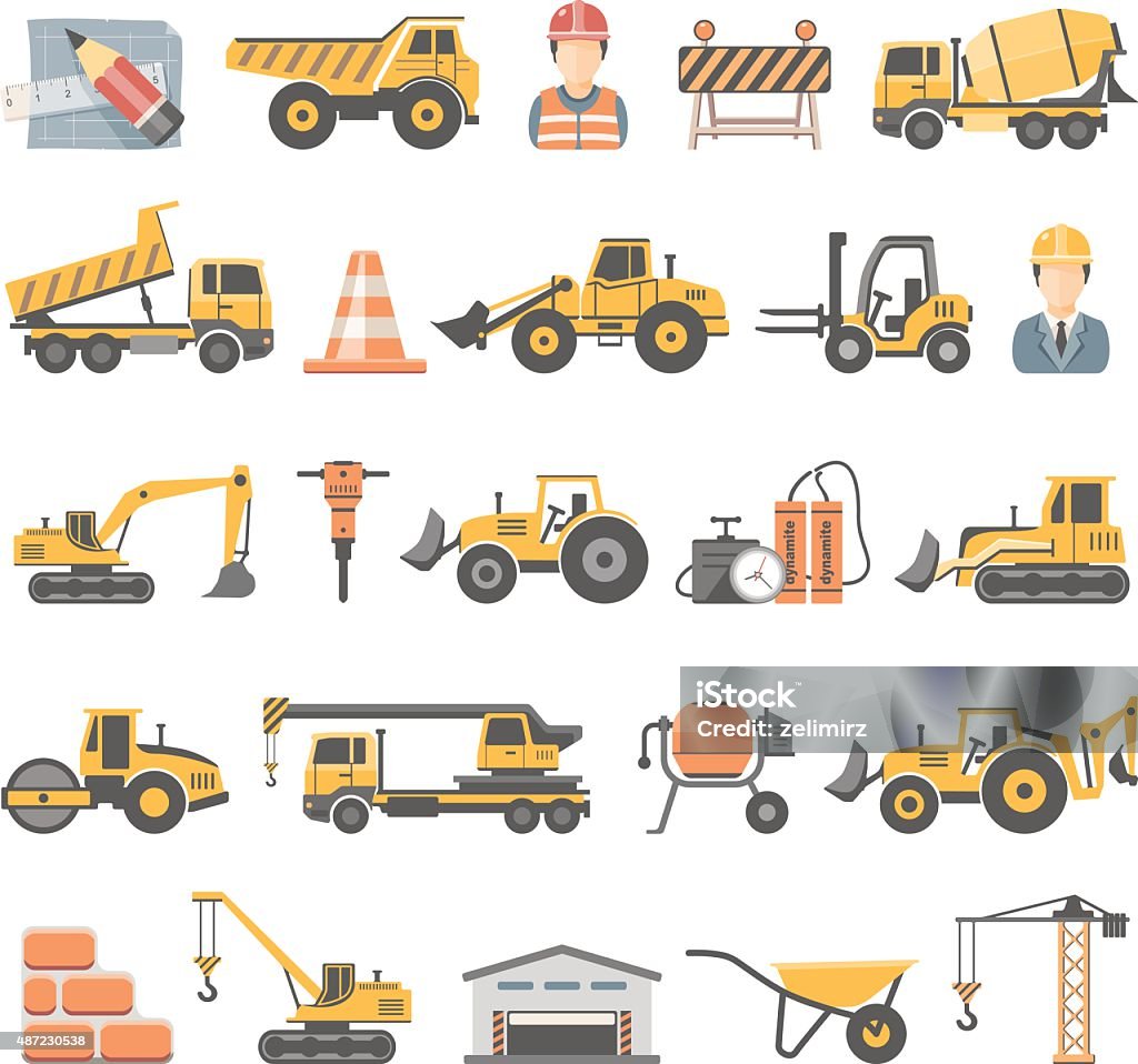 Flat Icons - Construction Construction icon set Construction Equipment stock vector