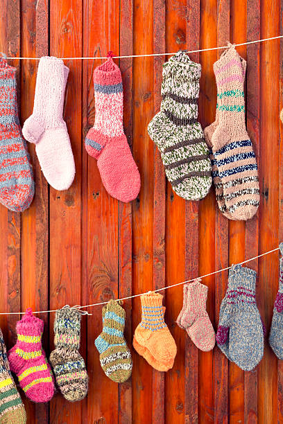 Traditional handmade saxon wool socks from Viscri, Transylvania, Romania