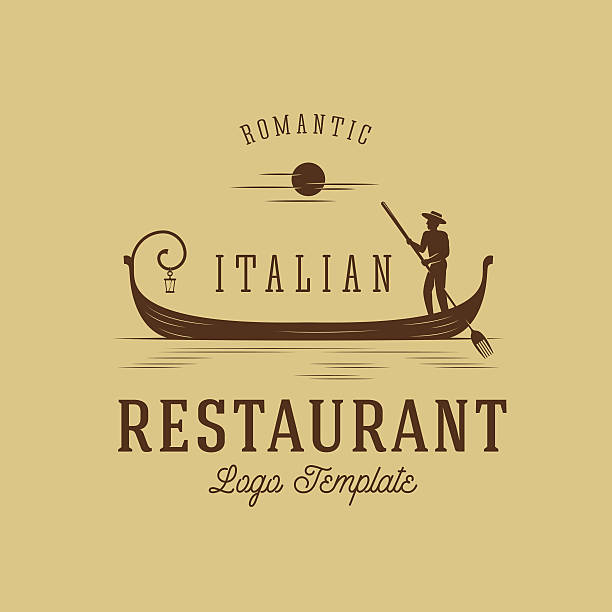 illustrations, cliparts, dessins animés et icônes de restaurant italien de concept abstrait vecteur de modèle de logo 2 - gondolier