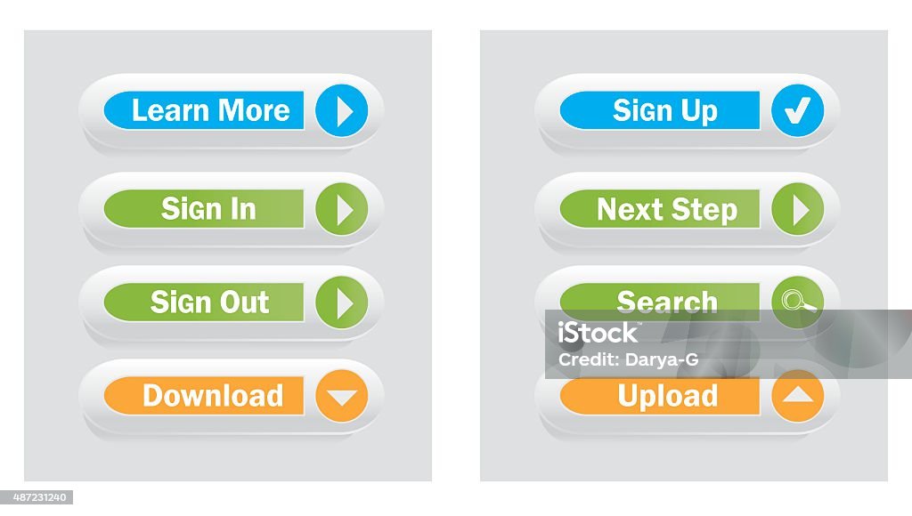 Web Interface Vector Buttons Set Stock Illustration - Download Image ...