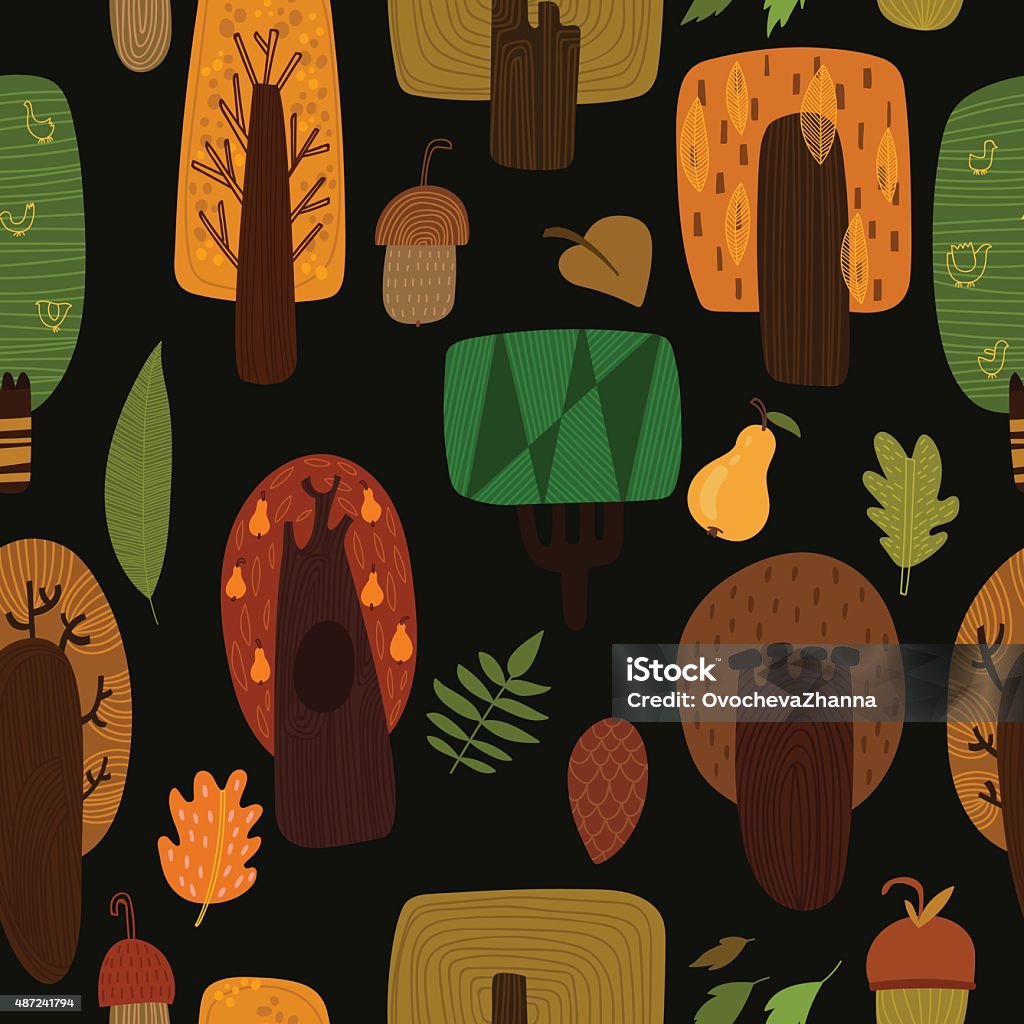 Forest Simple Pattern Forest Seamless Pattern With Trees And Leaves Seamless Pattern Stock ...