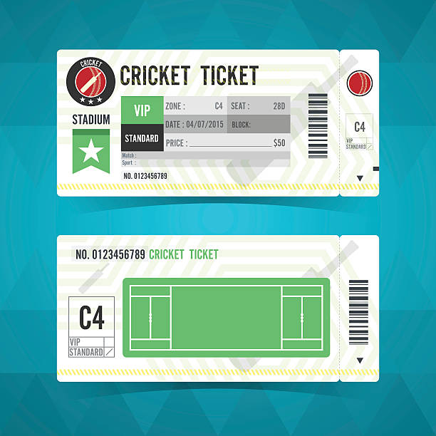 ilustrações de stock, clip art, desenhos animados e ícones de bilhete de críquete cartão design moderno. ilustração vetorial - ticket ticket stub park fun