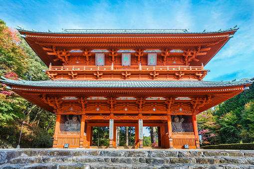 Wakayama, Japan - October 29 2014: Daimon gate was built in the 11th century as the main entrance to Koyasan (Mt. Koya) in Wakayama