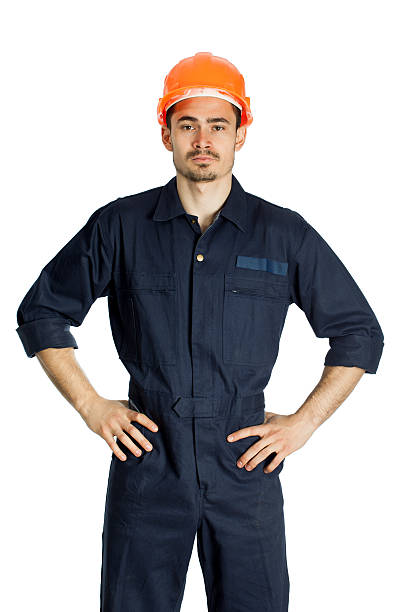 istock Funny worker in helmet with emotion on her face 487254387