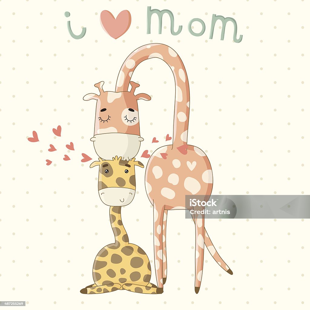 Greeting Card For Mothers Day With Cute Cartoon Giraffes Stock Illustration  - Download Image Now - iStock