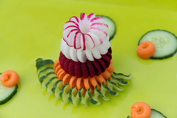 Distributing Beetroot Soup with Juice dumpling in Vegetarian Banquet, Chinese eating culture, celebrating in festival day together, colorful and delicious dishes