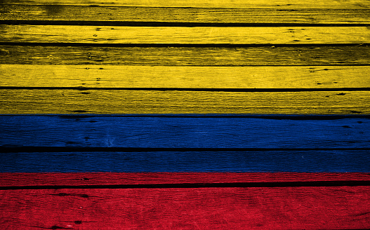 colombia flag on wood background