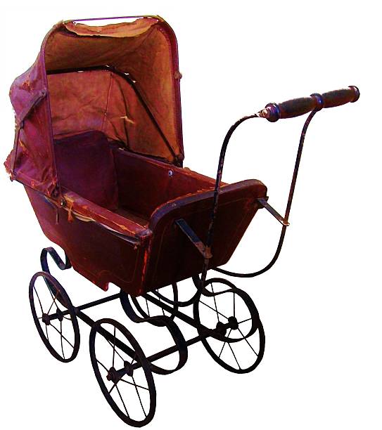 istock Antique Baby Carriage on White Background 487259450
