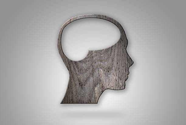 istock Floating Wooden Female Face Shape with Empty Space 487260444