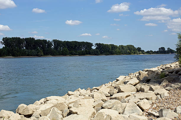 Shore of the Rhine (Rhein) at Gernsheim, Hessen, Germany
