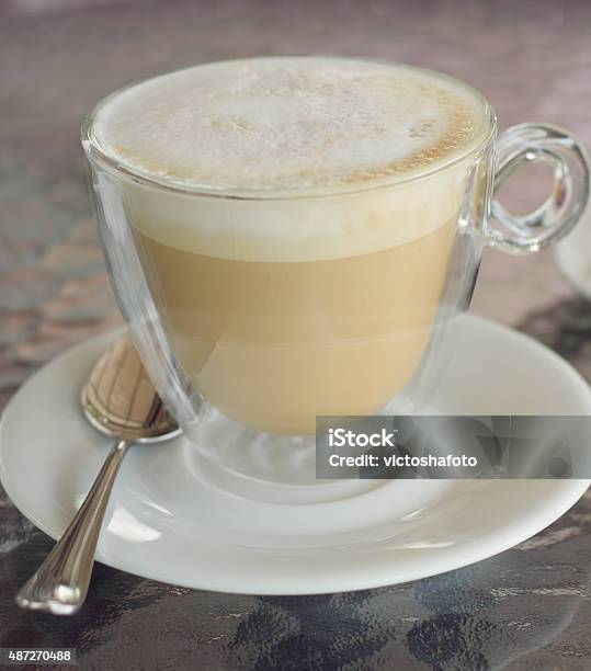 Cup Of Cappuccino On The Table In Cafe Square Crop Stock Photo - Download Image Now